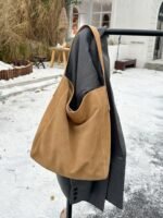 Women's Minimalist Loose Suede Shoulder Bag - Image 7