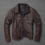 Retro Pure First Layer Cowhide Leather Men's Short Motorcycle Stonewashed Distressed Coat