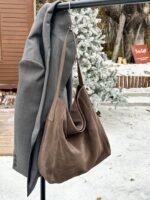 Women's Minimalist Loose Suede Shoulder Bag - Image 8