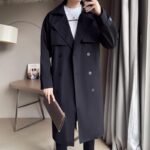 Beige Double Breasted Trench Coat For Men - Image 4