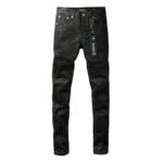 Foreign Trade Trend New Purple Black Slim Fit Button Jeans - Image 2