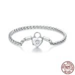 Simple Heart-shaped S925 Silver Heart Lock Bracelet - Image 5