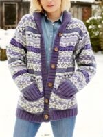 Polyester Tribal Knit Sweater Women's Knitted Sweater - Image 3