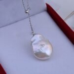 Freshwater Pearl Shaped Baroque Pendant 925 Sterling Silver Button Necklace - Image 6