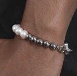 Natural Freshwater Pearl Splicing Round Pearl Men's Titanium Steel Bracelet - Image 2