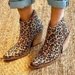 Leopard Pointed Ankle High-top Back Zipper Pull-up Boots For Women - Image 3