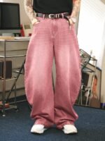 Men's Brown Washed Loose Flared Jeans - Image 2