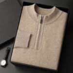 Men's Half-high Collar Loose Half Zipper Solid Color Pullover Sweater - Image 5