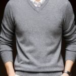 Woolen Sweater Men's Casual Thin V-neck Sweater - Image 9