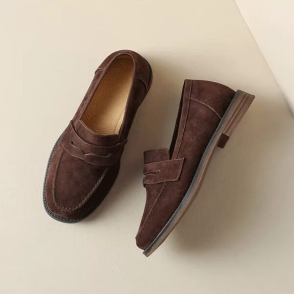 Women's Leather Flat Retro Slip-on Loafers