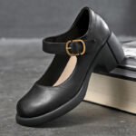 Vintage Mary Jane Women's Small Leather Shoes With Buckle - Image 7