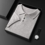 Men's Elbow-sleeved Top Polo Collar Cashmere T-shirt - Image 10