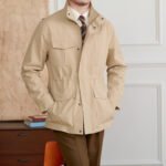 Stand Collar Gentry Waist Trimming Casual Jacket Vintage Coat - Image 3