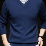 Woolen Sweater Men's Casual Thin V-neck Sweater - Image 7