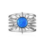 S925 Sterling Silver Opal Ring Female Sun Design Ins Style - Image 7