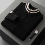 Men's Half-high Collar Knitted Slim-fitting All-matching Striped Korean Sweater - Image 3