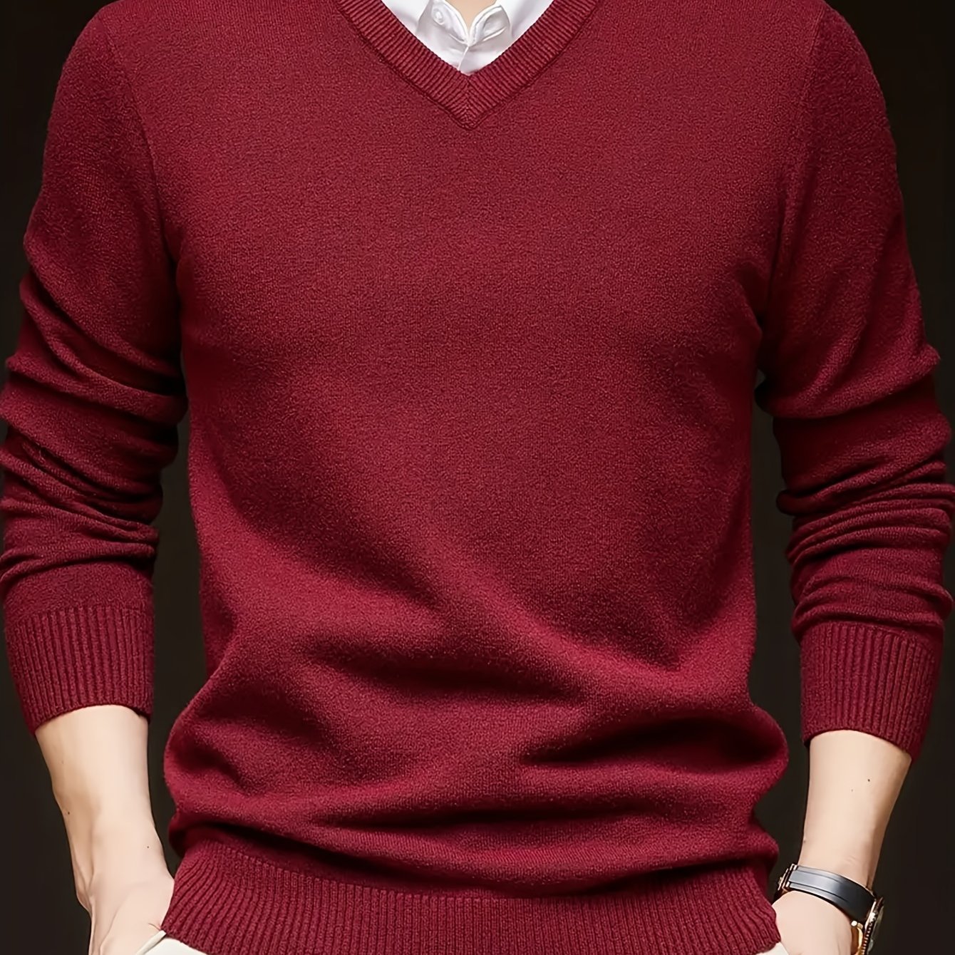 d8de13b6-9327-45cb-92f7-7b3d174aed88-6.jpg Woolen Sweater Men's Casual Thin V-neck Sweater - Image 1