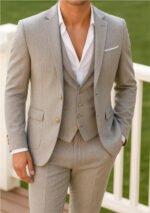 Men's Three Piece Casual Flat Neck Suit With Intelligent Breathability, Suitable For Work Or Wedding - Image 2