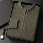 Men's Half-high Collar Loose Half Zipper Solid Color Pullover Sweater - Image 2