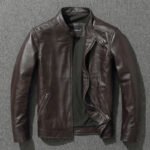 Men's Stand Collar Retro First Layer Cowhide Coat Jacket - Image 4