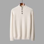 Thickened Four-button Half-collar Wool Sweater Men