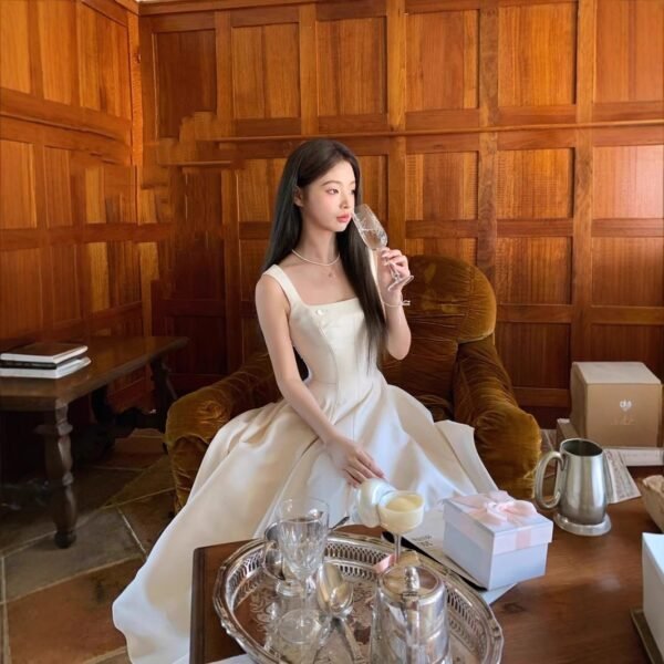 Simple Fishbone Strap Light Dress