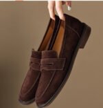Women's Leather Flat Retro Slip-on Loafers - Image 2