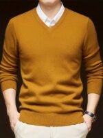 Woolen Sweater Men's Casual Thin V-neck Sweater - Image 3