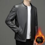 Men's Business Fleece Padded Casual Leather Jacket - Image 7