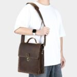 Men's Vertical Design Square Large Capacity Shoulder Messenger Bag - Image 3