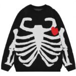 Cross-border Retro Loose Sweater Round Neck Top Harajuku Hip Hop Style Skull Sweater