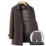Double-sided Wool Overcoat Men's Mid-length Suit Collar Woolen Coat - Image 6