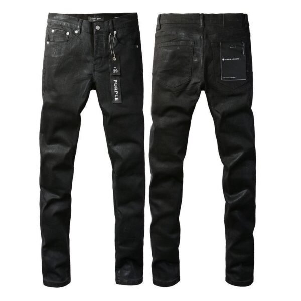 Foreign Trade Trend New Purple Black Slim Fit Button Jeans