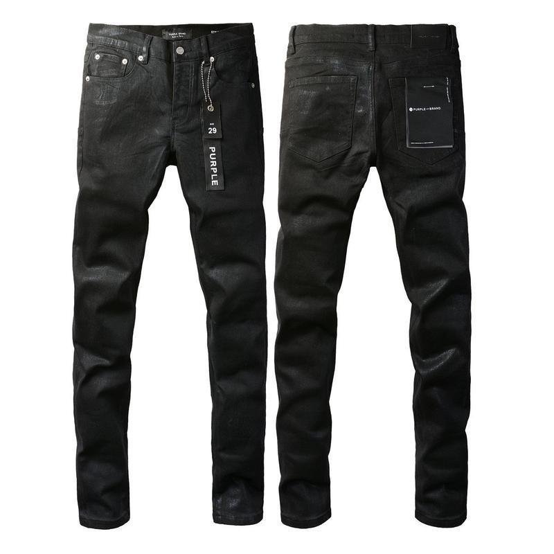 e2678099-63e9-4538-b442-85a24baef470-1.jpg Foreign Trade Trend New Purple Black Slim Fit Button Jeans - Image 1