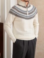 Wool Slim Fit Stand Collar Embroidery Warm Fashion Vintage Sweater - Image 4