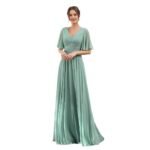 Split Mixed Satin Banquet Evening Long Dress - Image 5