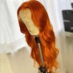 European And American Dark Orange Wig Hair Set Smooth Hair - Image 3
