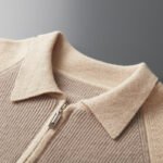 Half Zipper Contrast Color Lapels Sweater For Men - Image 4