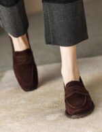 Women's Leather Flat Retro Slip-on Loafers - Image 6