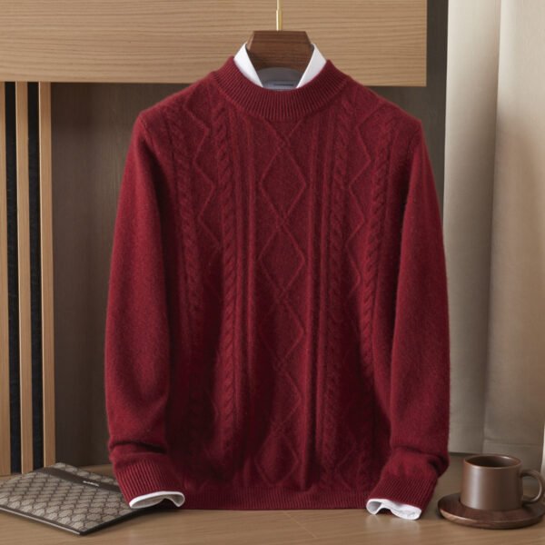 Men's Semi-high Diamond Bottoming Shirt Middle-aged Business Leisure Twisted Warm Sweater