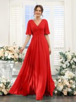 Split Mixed Satin Banquet Evening Long Dress - Image 9