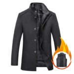Solid Color Casual Men's Woolen Coat - Image 3