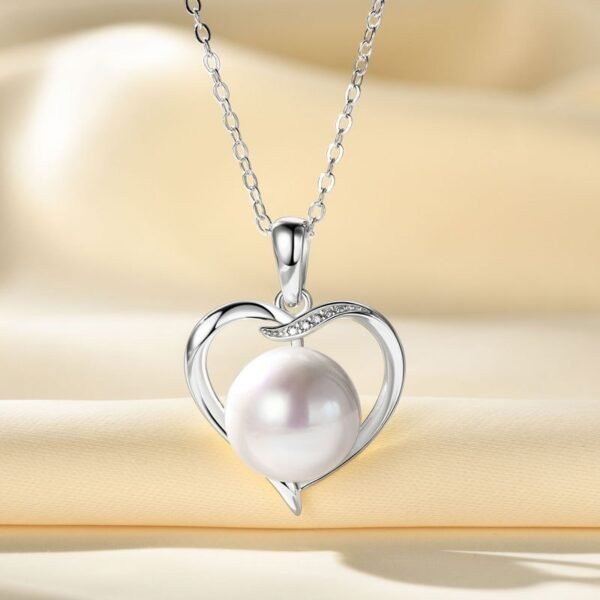 Natural Freshwater Pearl Heart Pendant Female S925 Sterling Silver Light Luxury