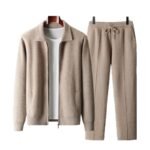 Men's Loose Lapels Thickened Oversized Knit Cardigan Suit - Image 5