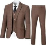 Men's Herringbone Pattern Slim Three Pieces Work Suit - Image 2